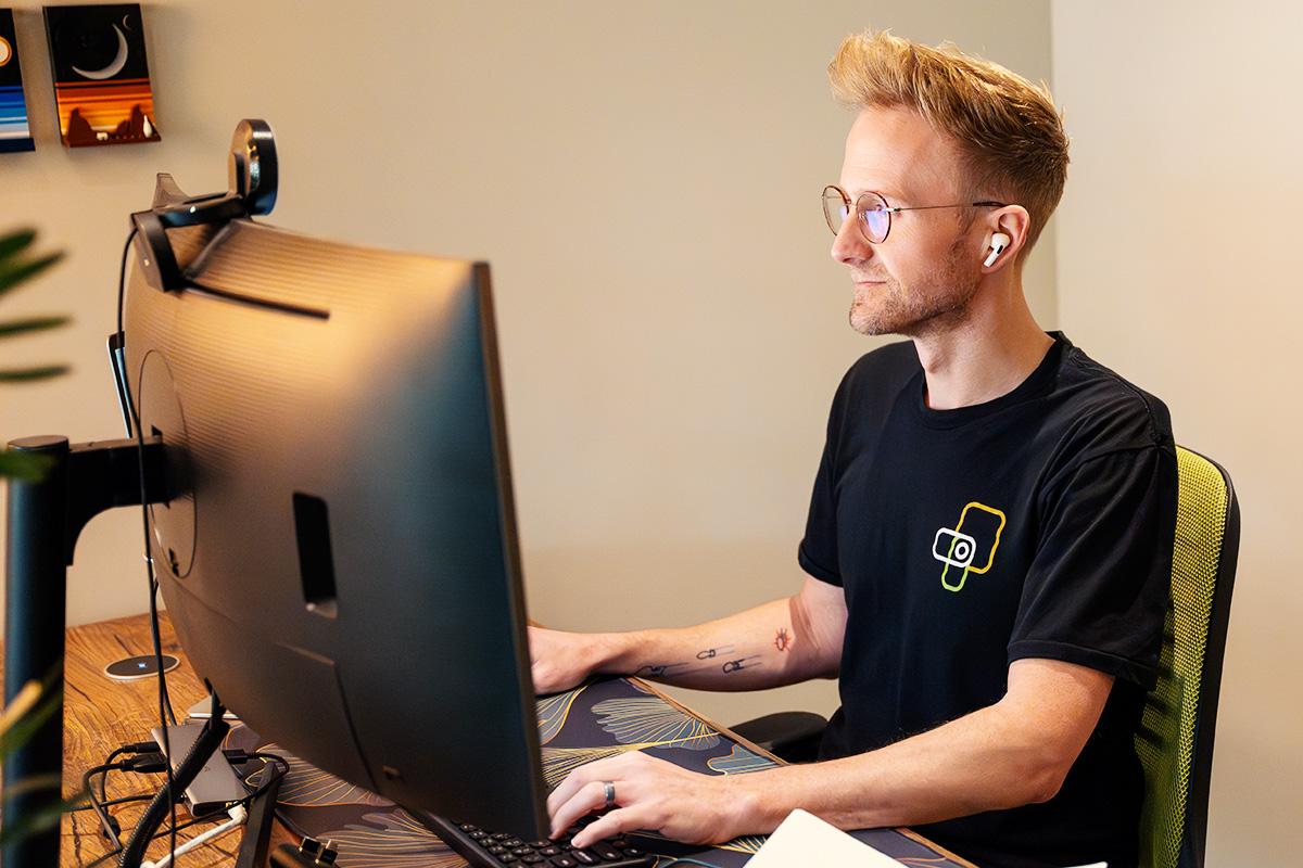 A Proctorio employee testing on a tablet