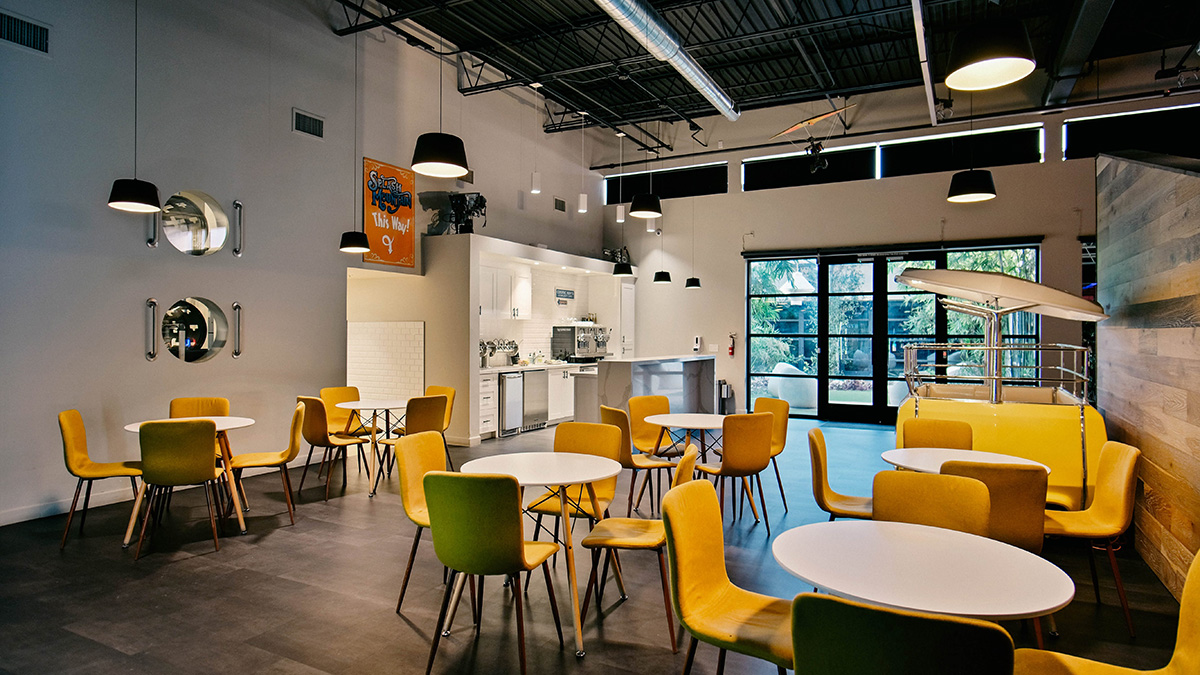 The lounge and break area at the Proctorio office